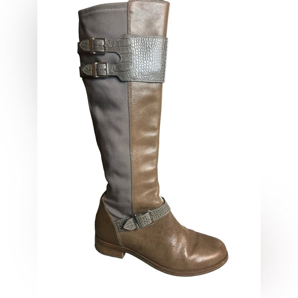 Cole Haan Nike Air Avalon Tall Flat Croc Detail Stretch Sude Panel Comfort Boots